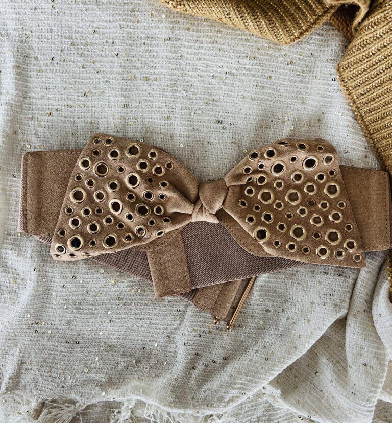 Cinturón elástico lazo beige