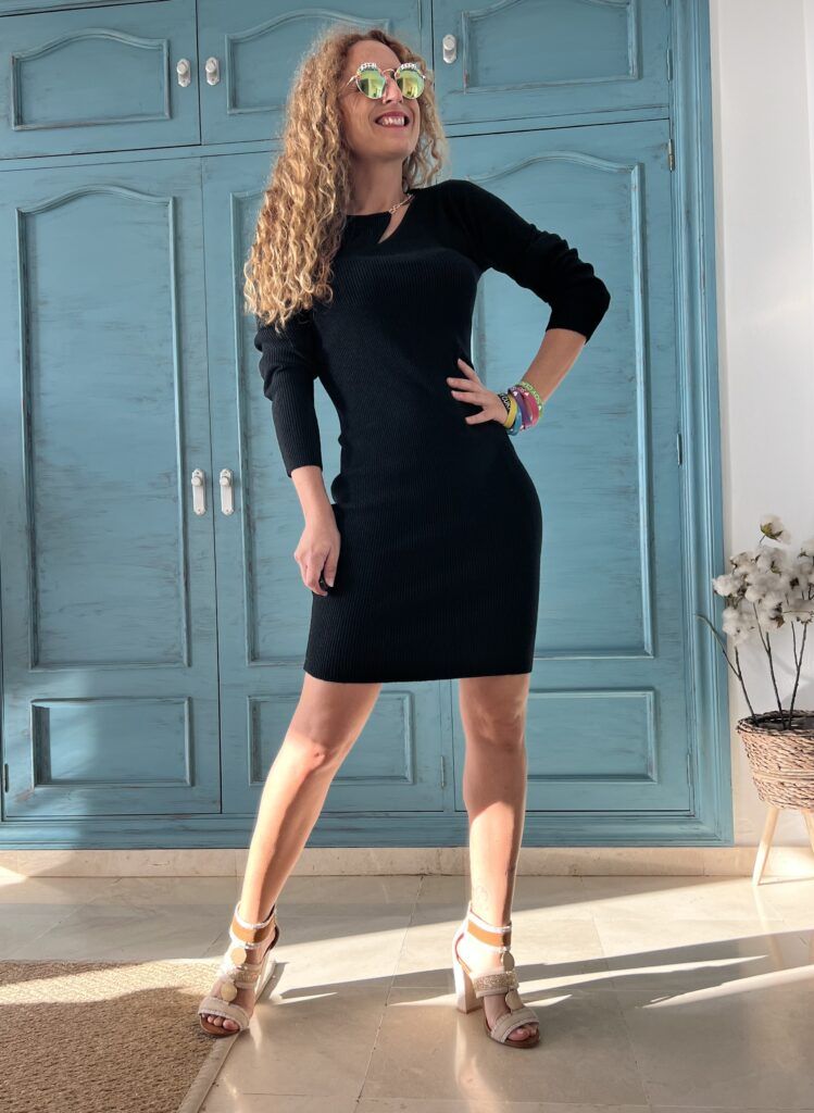 Vestido punto cadena negro