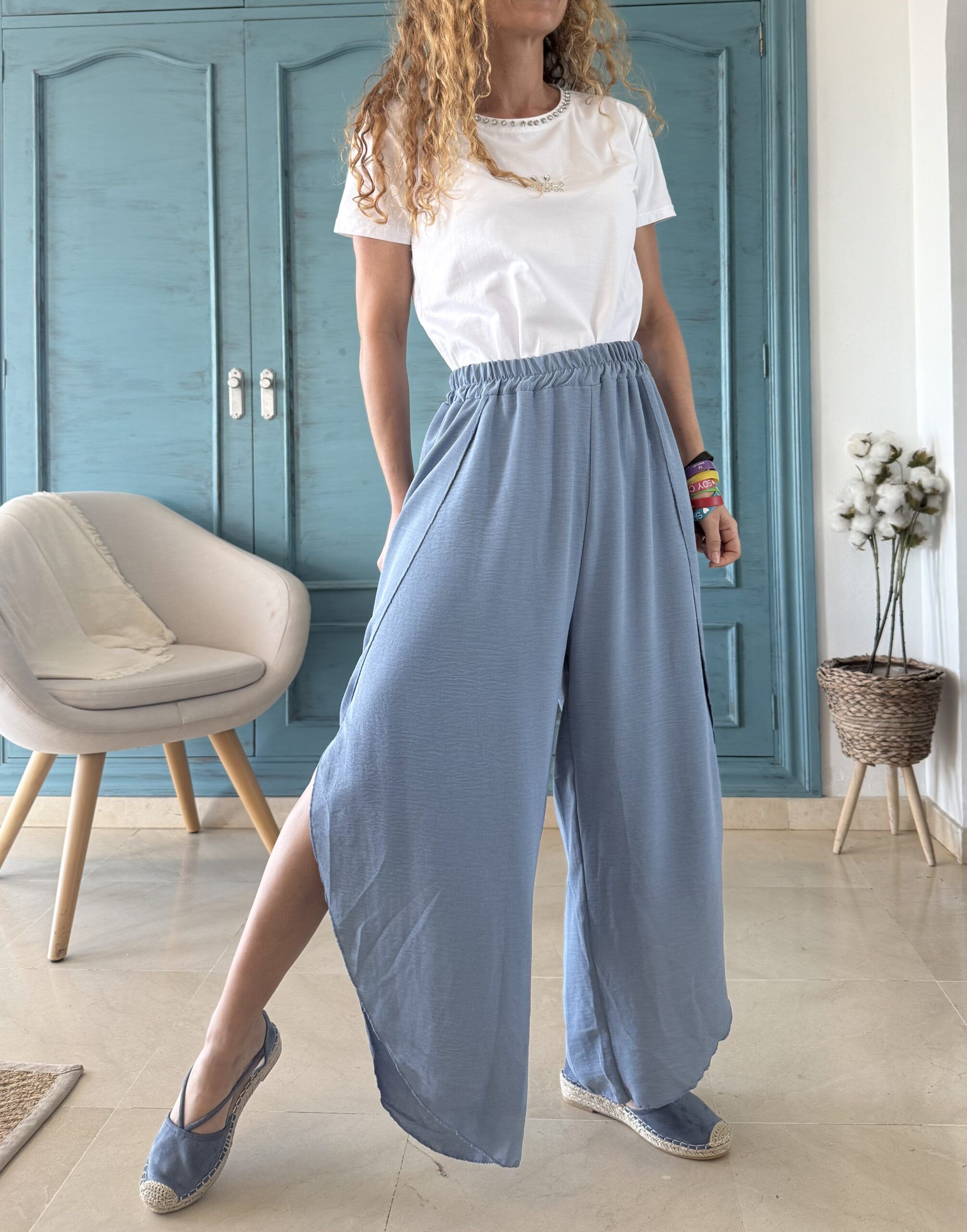 Pantalón balines gasa vaquero