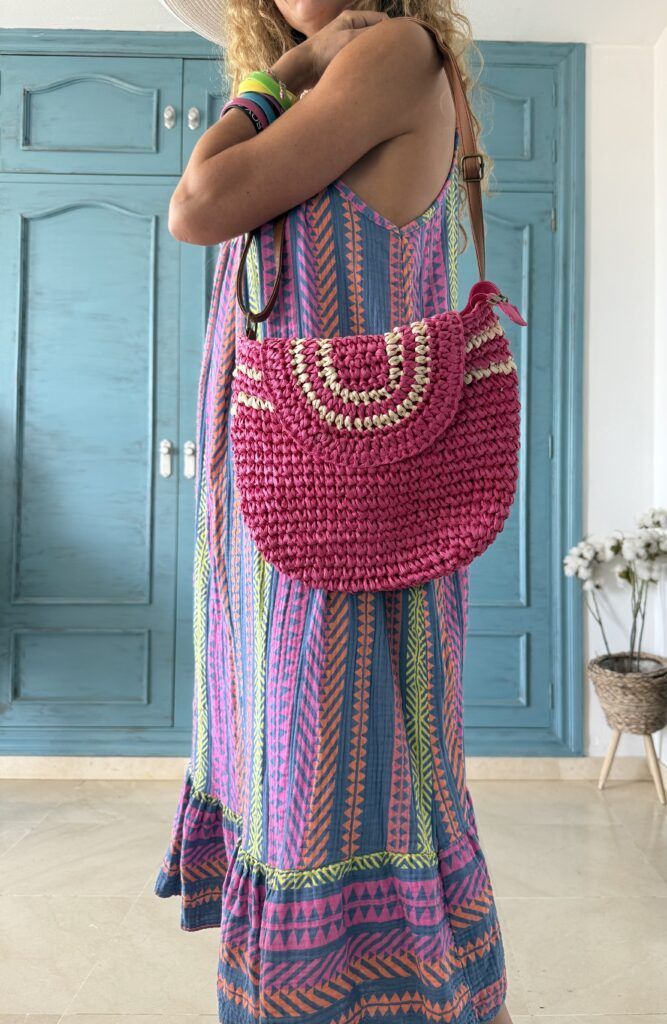 Bolso rafia fucsia
