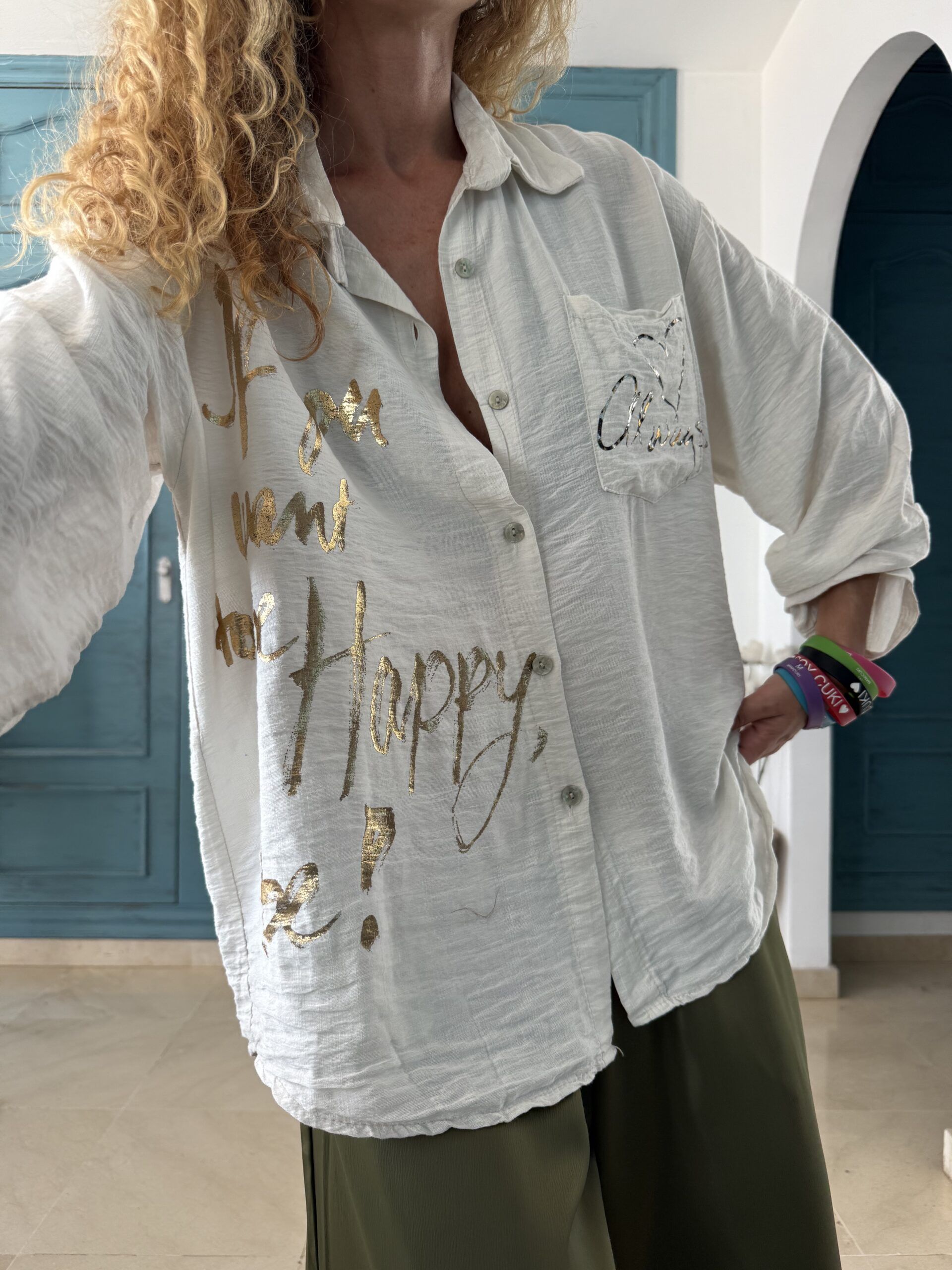 Blusa pintadas doradas