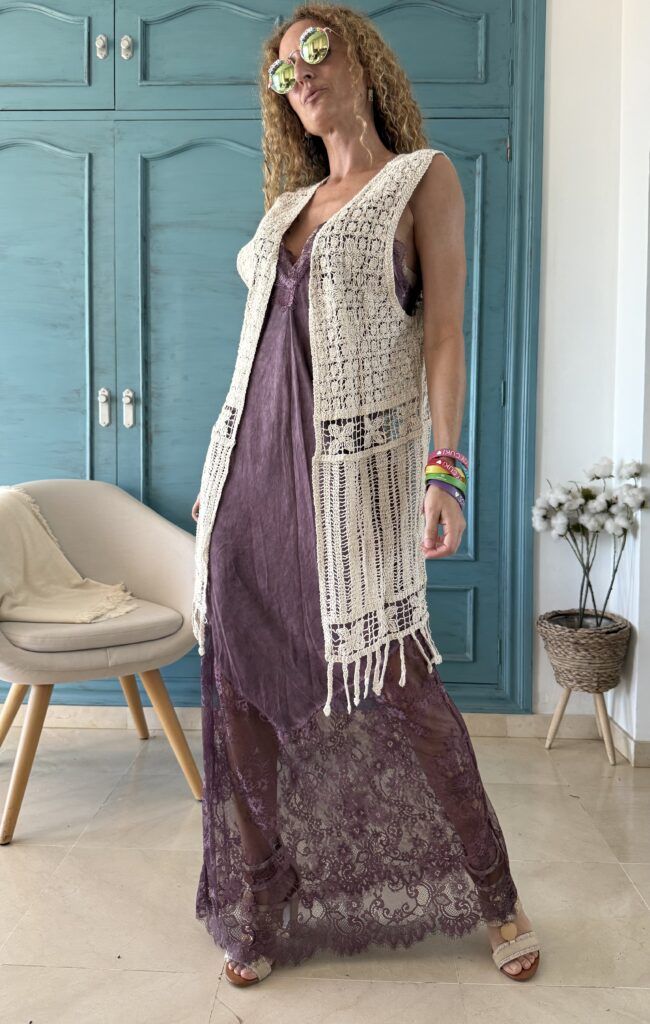 Chaleco crochet beige