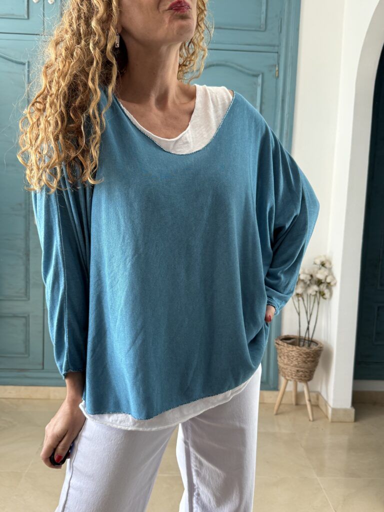 Jersey liso azul y camiseta