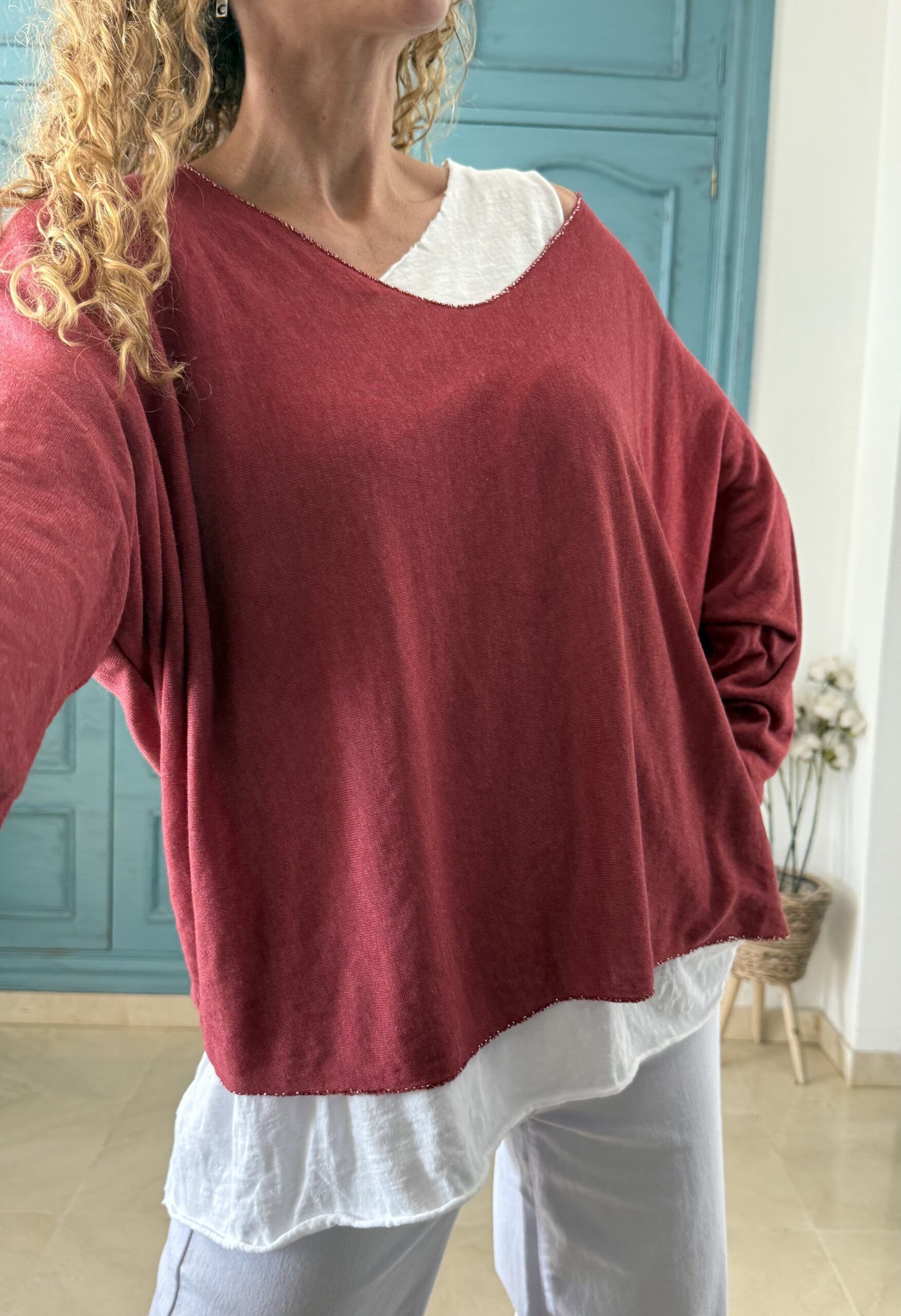 Jersey liso borgoña y camiseta