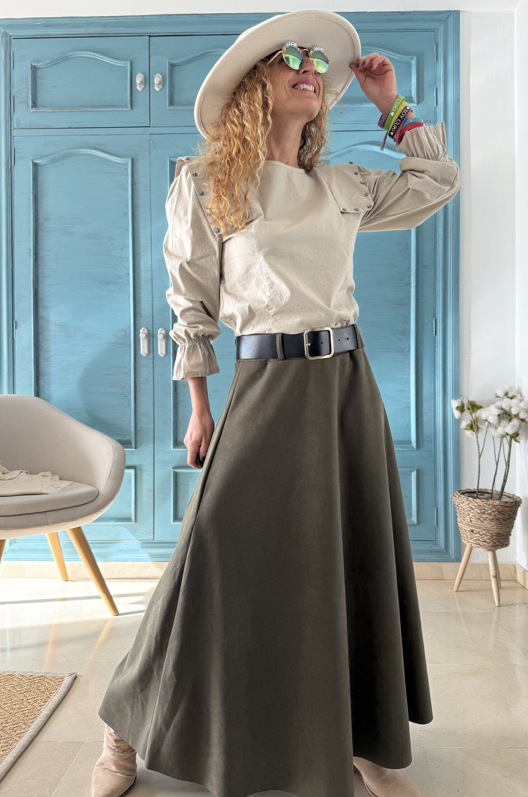 Falda antelina verde