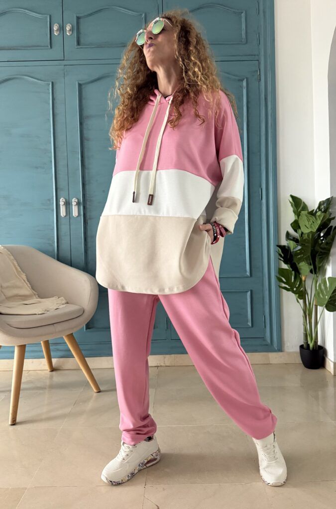 Sudadera tricolor rosa