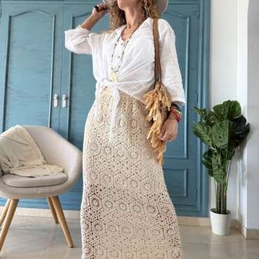 Falda crochet Cádiz beige