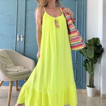 Vestido algodón flúor amarillo