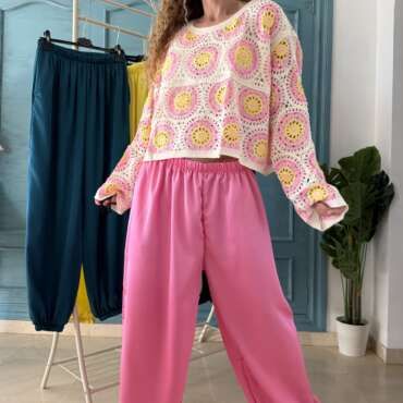 Pantalón bombacho raso rosa