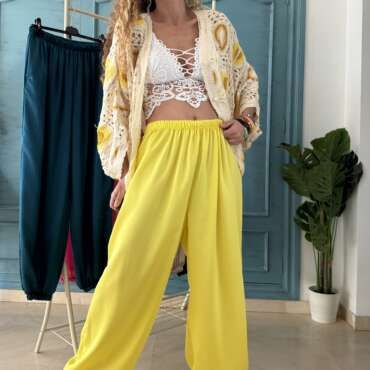 Pantalón bombacho raso amarillo