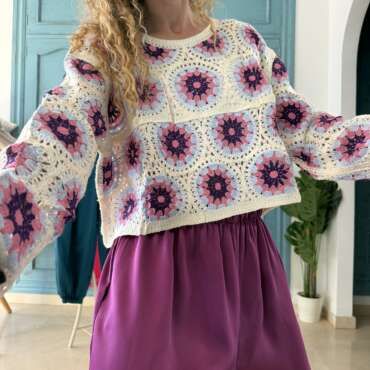 Jersey crochet rosa-morado