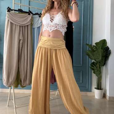 Pantalón bombacho algodón mostaza