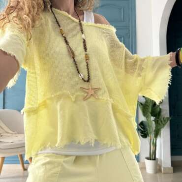 Conjunto blusa y top amarillo