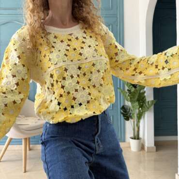 Top crochet flores amarillas
