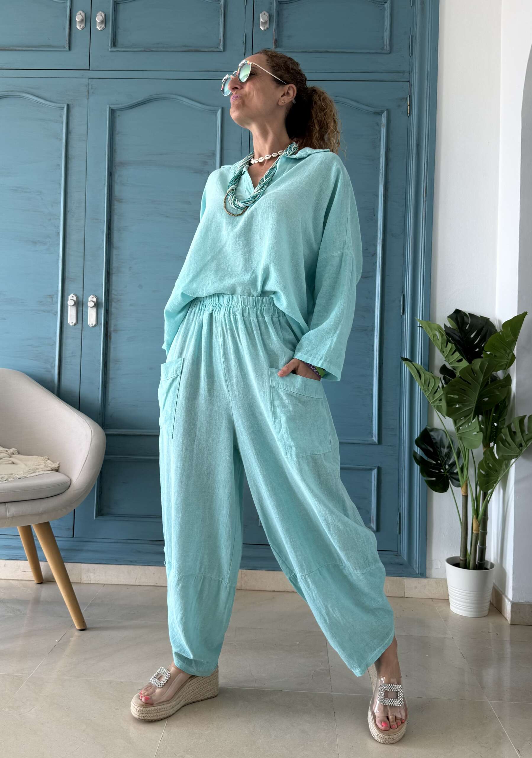 Conjunto algodón turquesa