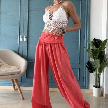 Pantalón bombacho algodón coral