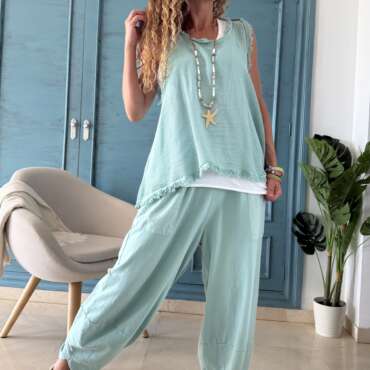 Conjunto top red aguamarina y camiseta