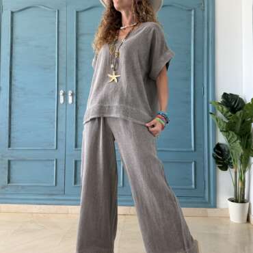 Conjunto algodón Indonesia topo