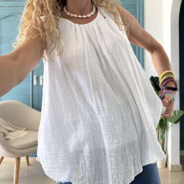 Top evasé blanco