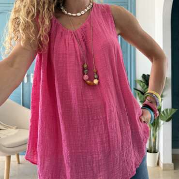 Top evasé fucsia