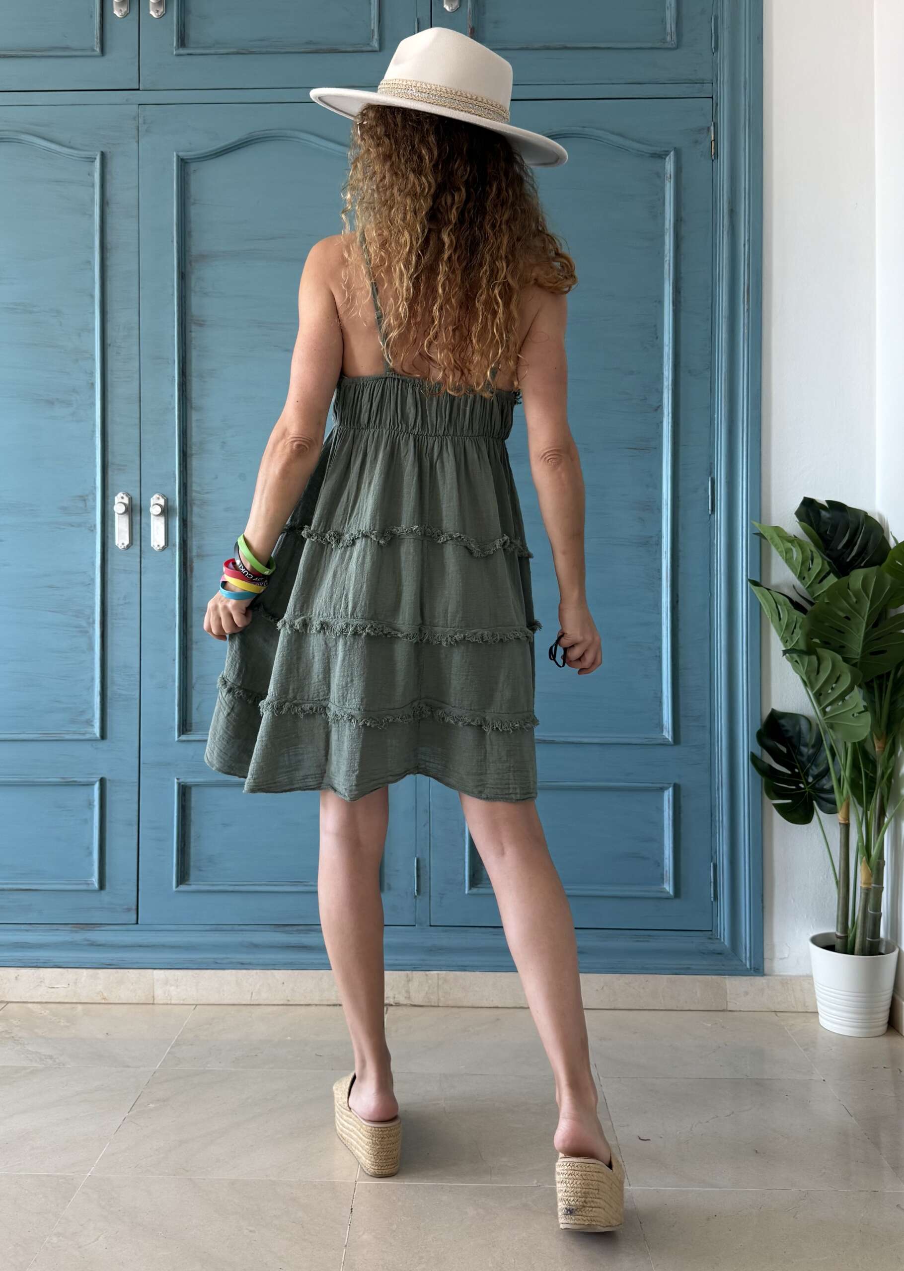 Vestido algodón verde - Imagen 3