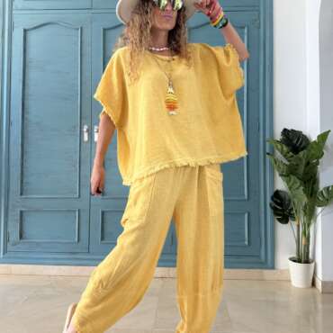 Conjunto algodón Panamá amarillo