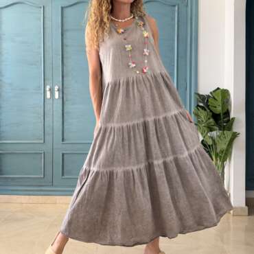 Vestido algodón natural topo