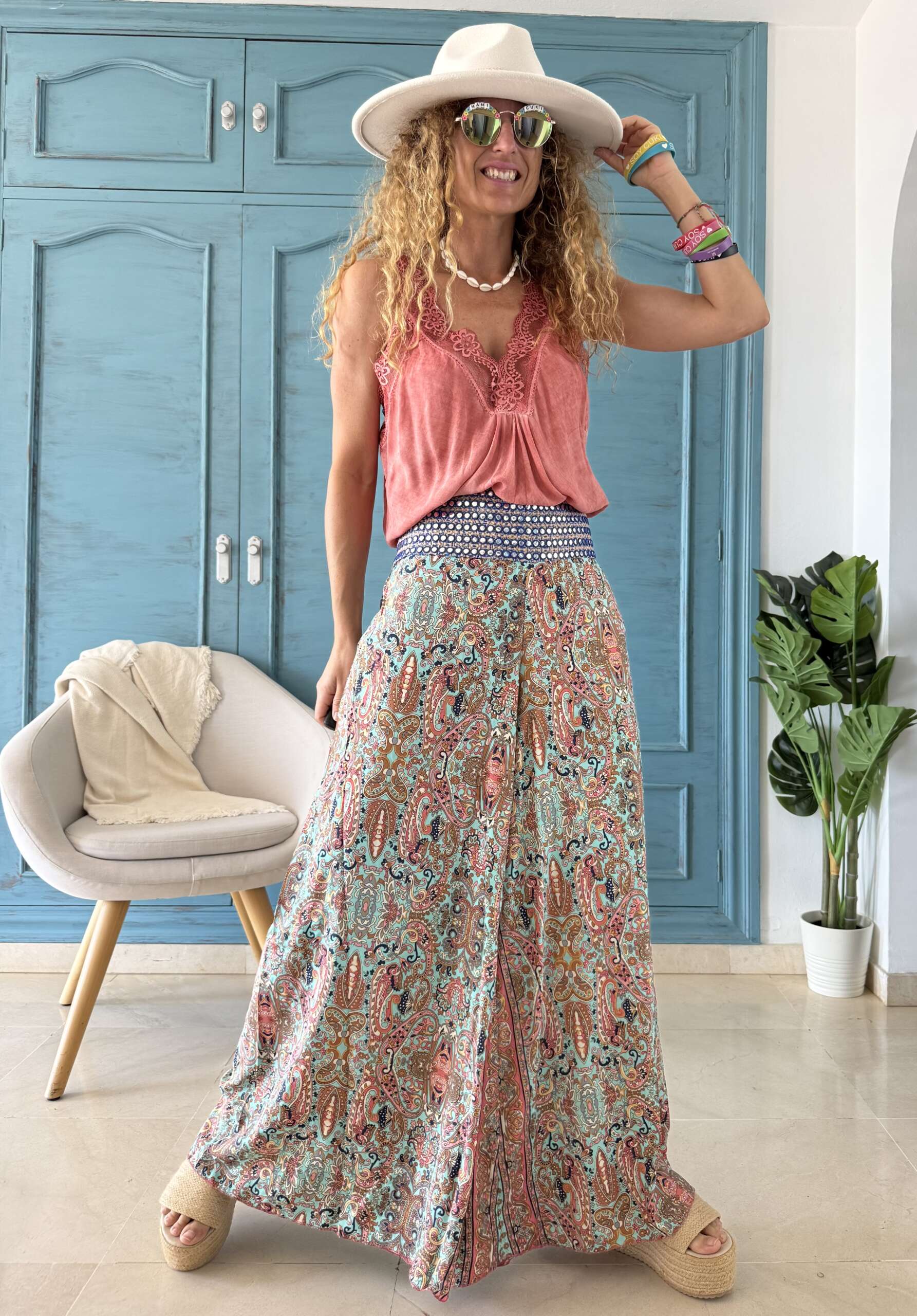 Pantalón seda espejitos 19