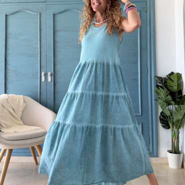 Vestido algodón natural océano
