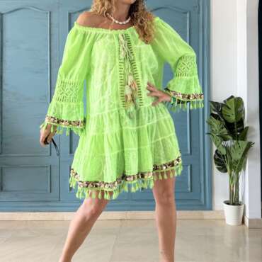 Vestido boho fluor verde
