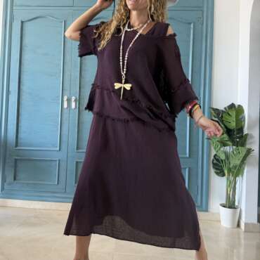 Conjunto algodón vestido y blusa red morado