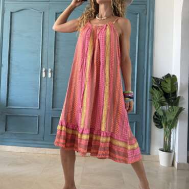 Vestido étnico midi marrón