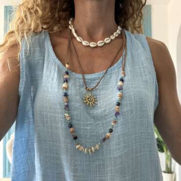Collar piedras doble cadena sol