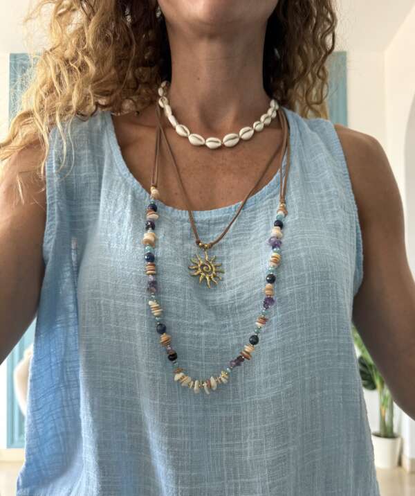 Collar piedras doble cadena sol