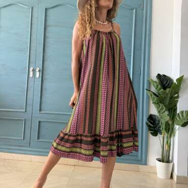 Vestido étnico midi chocolate