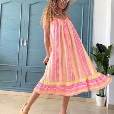 Vestido étnico midi beige