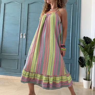 Vestido étnico midi agua