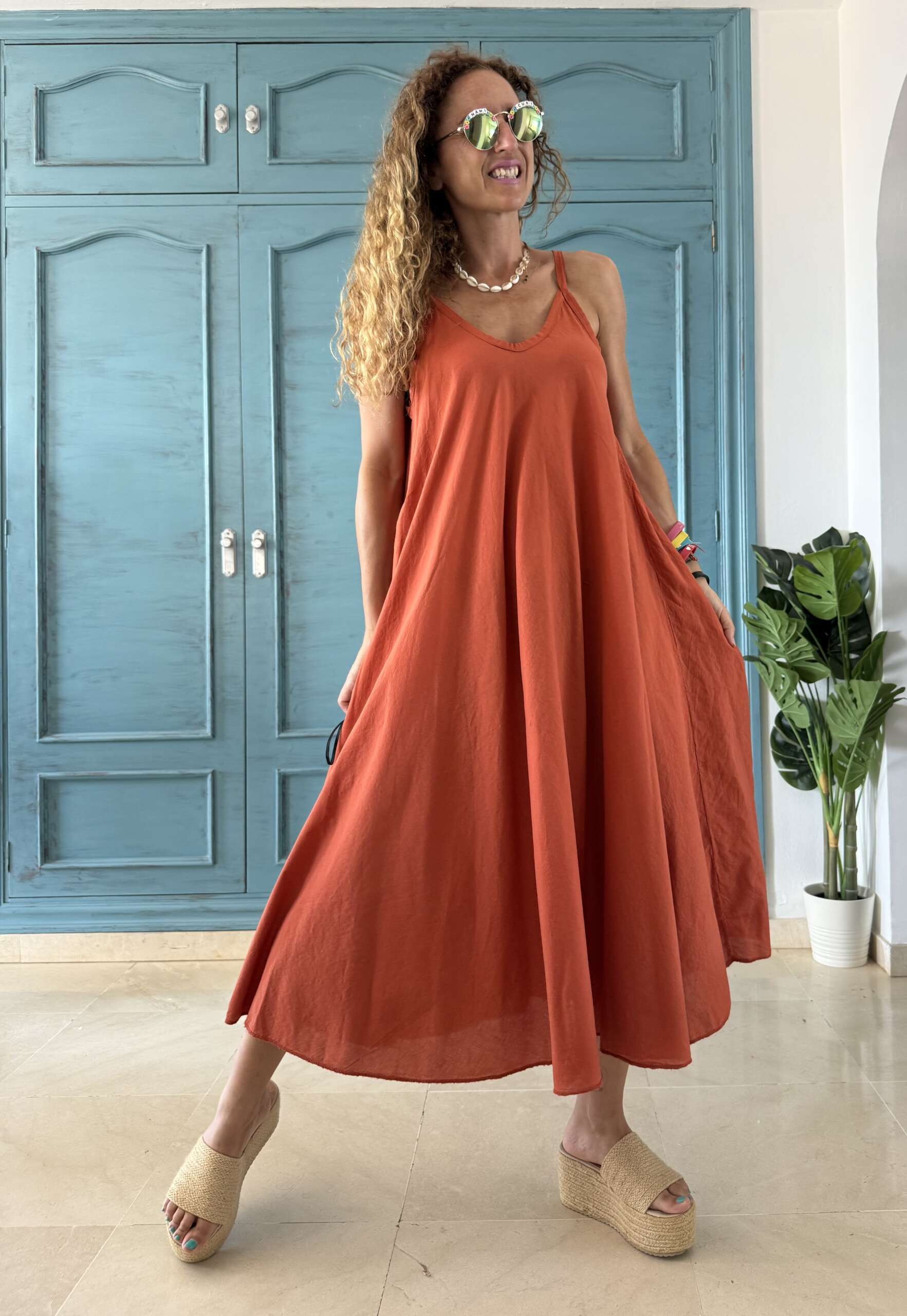 Conjunto algodón vestido y blusa contraste caldera - Imagen 2