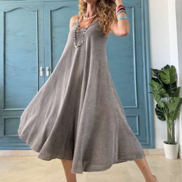 Vestido algodón midi topo