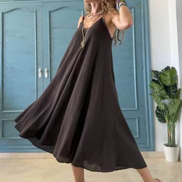Vestido algodón midi chocolate