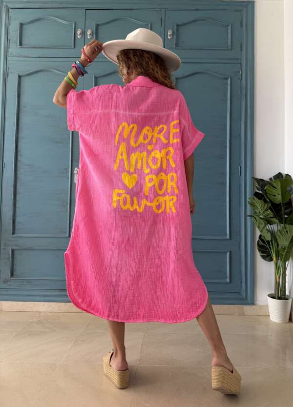Vestido amor rosa flúor