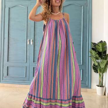 Vestido étnico largo azul