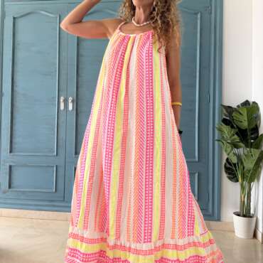 Vestido étnico largo blanco