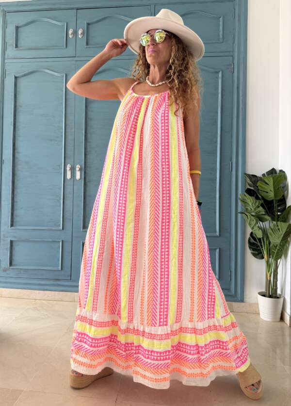 Vestido étnico largo blanco