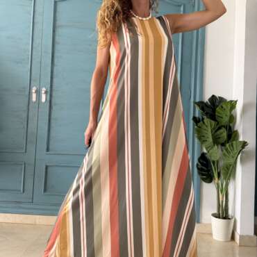 Vestido licra fría rayas 4