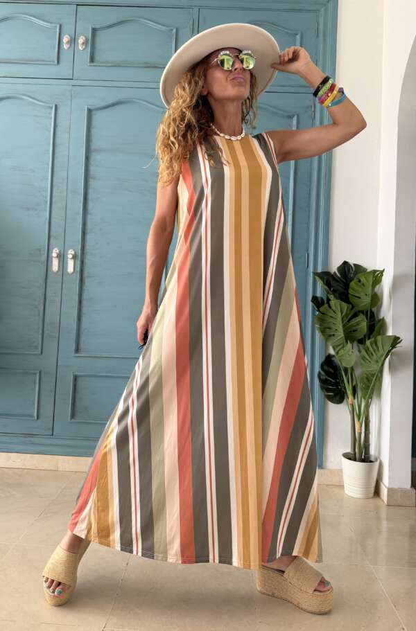 Vestido licra fría rayas 4