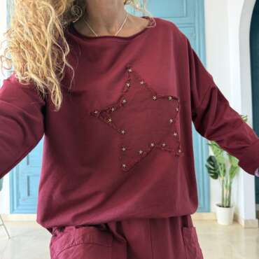 Sudadera estrella granate