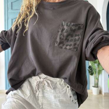 Sudadera bolsillo leo chocolate