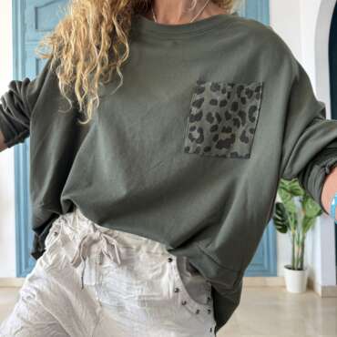 Sudadera bolsillo leo verde