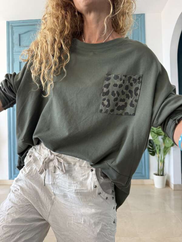 Sudadera bolsillo leo verde